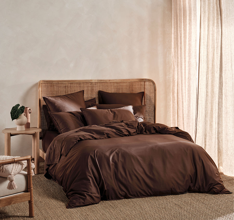 Nara 400THC Bamboo Cotton Quilt Cover Set Range Chocolate
