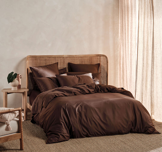 Nara 400THC Bamboo Cotton Quilt Cover Set Range Chocolate