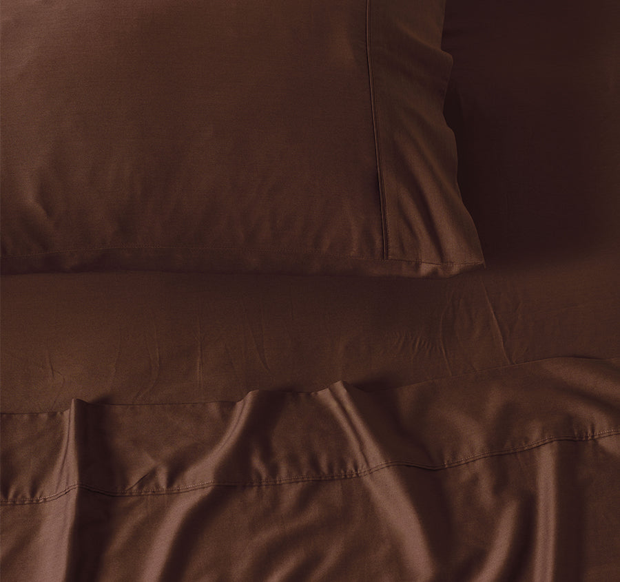 Nara 400THC Bamboo Cotton Mega Sheet Set Range Chocolate