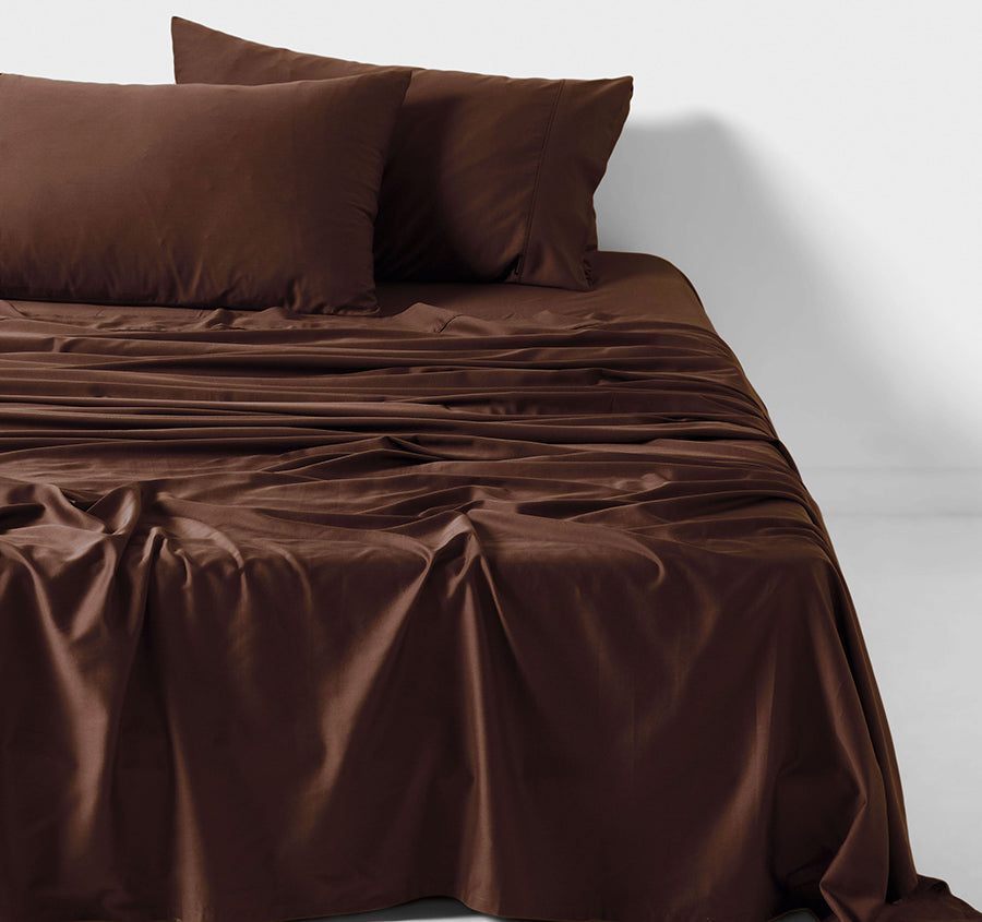 Nara 400THC Bamboo Cotton Mega Sheet Set Range Chocolate
