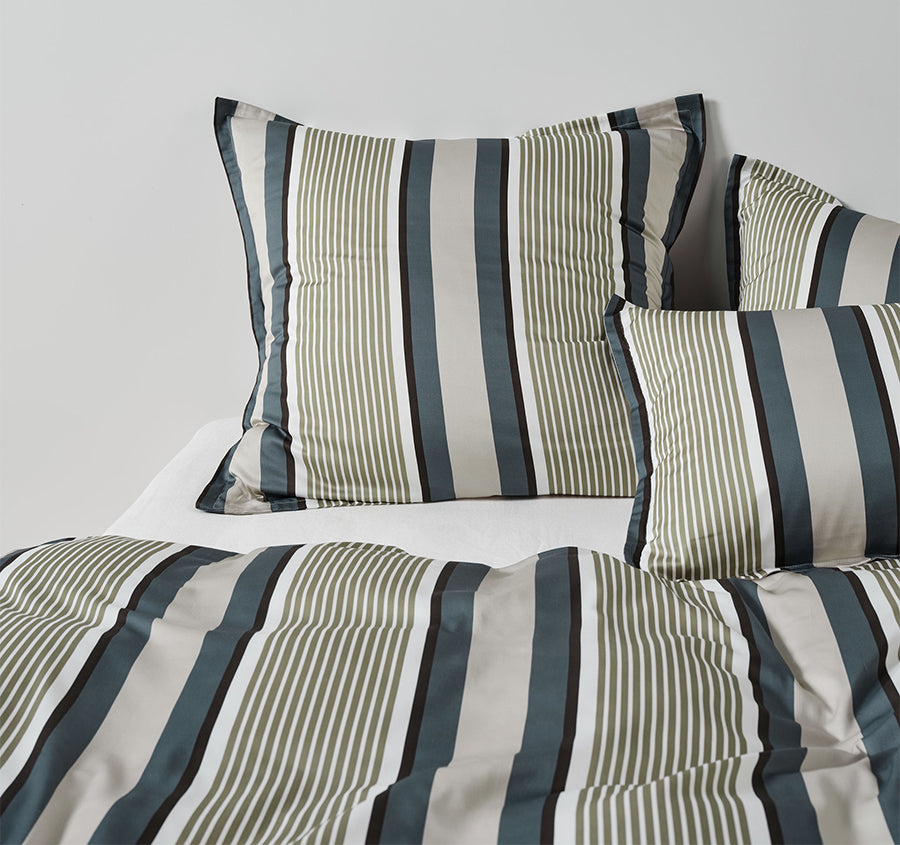 Nara Stripe European Pillowcase Bluestone