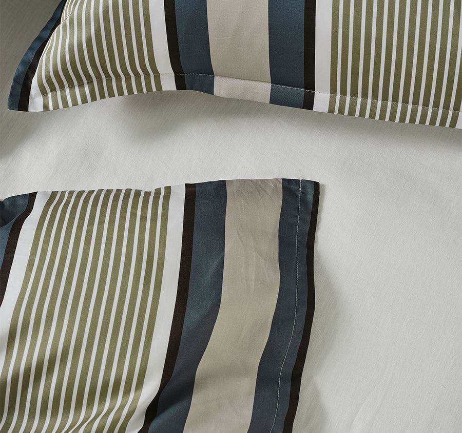 Nara Stripe Quilt Cover Set Range Bluestone