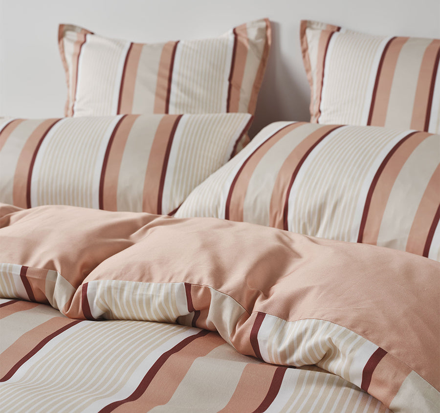 Nara Stripe Quilt Cover Set Range Clay