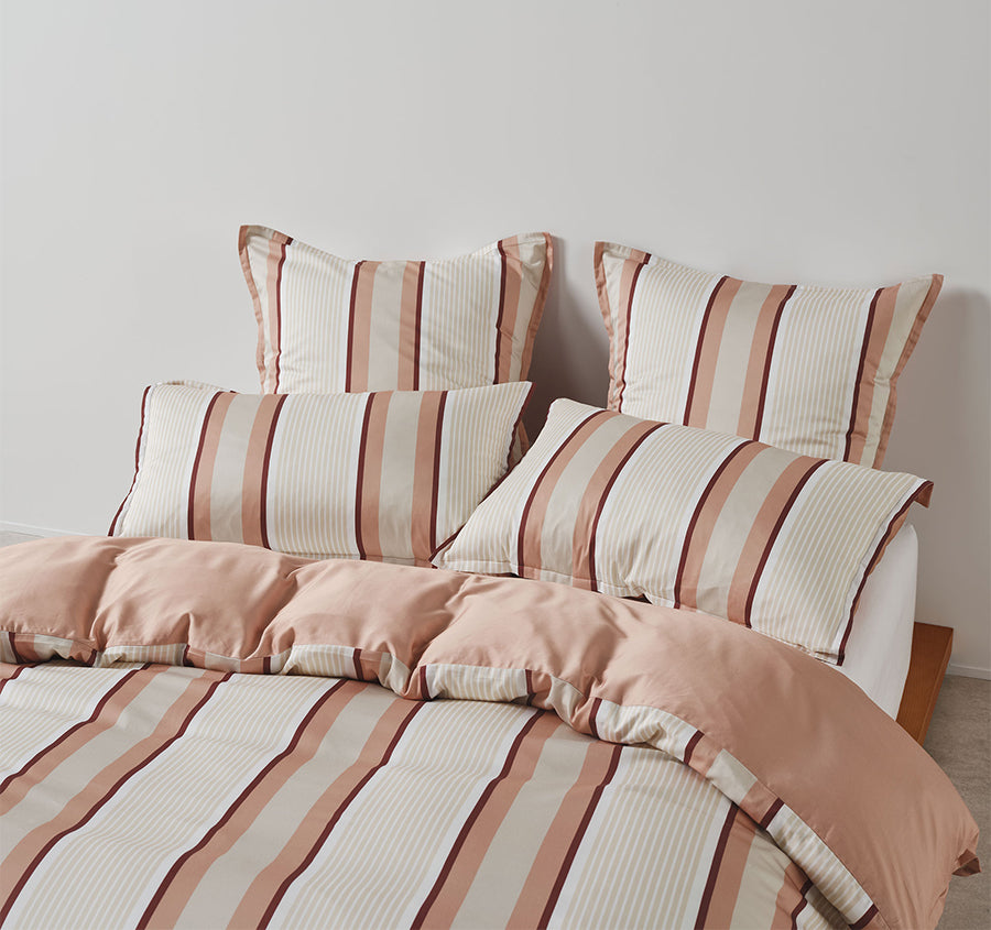 Nara Stripe Quilt Cover Set Range Clay