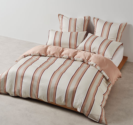 Nara Stripe Quilt Cover Set Range Clay