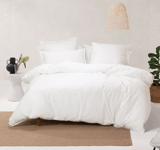 Nara 400THC Bamboo Cotton Quilt Cover Set Range White
