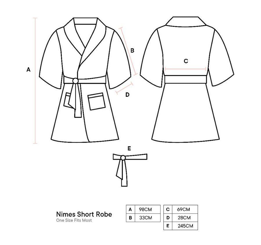 Nimes Linen One Size Short Bathrobe Moss