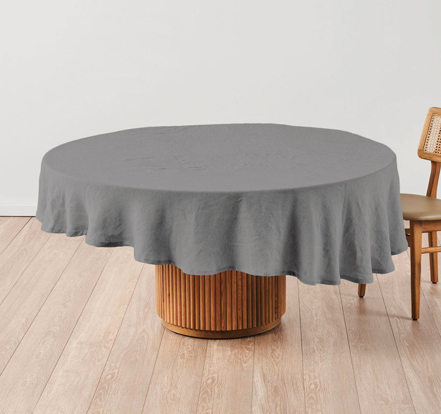 Nimes Linen Round Tablecloth Ash