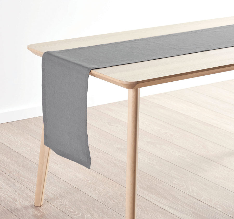 Nimes Linen 35x180cm Table Runner Ash
