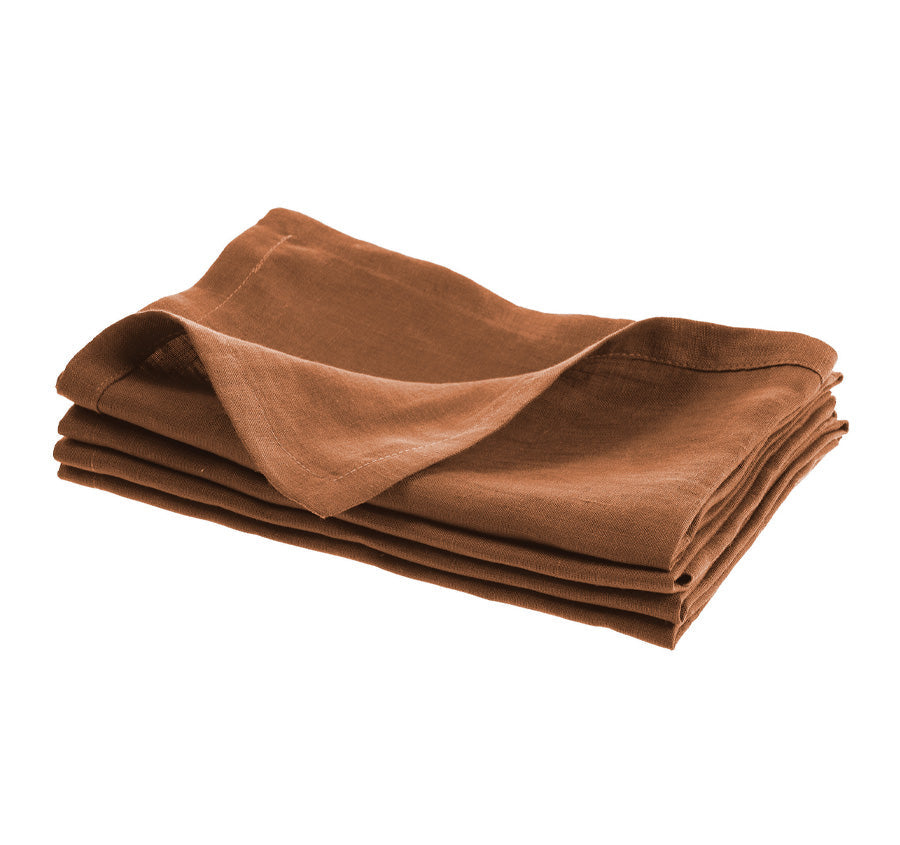 Nimes Linen 45x45cm 4 Piece Napkin Set Cinnamon