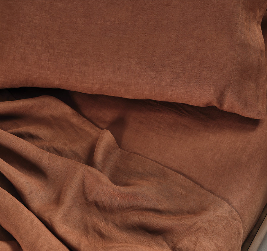 Nimes Linen Sheet Set Range Cinnamon