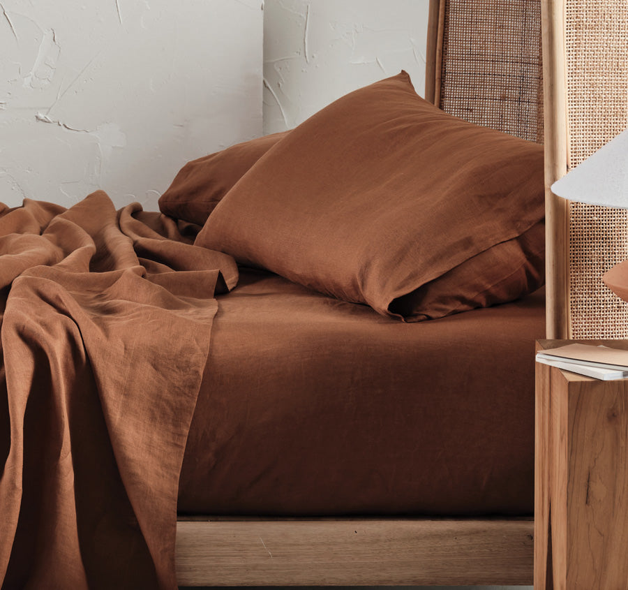 Nimes Linen Sheet Set Range Cinnamon