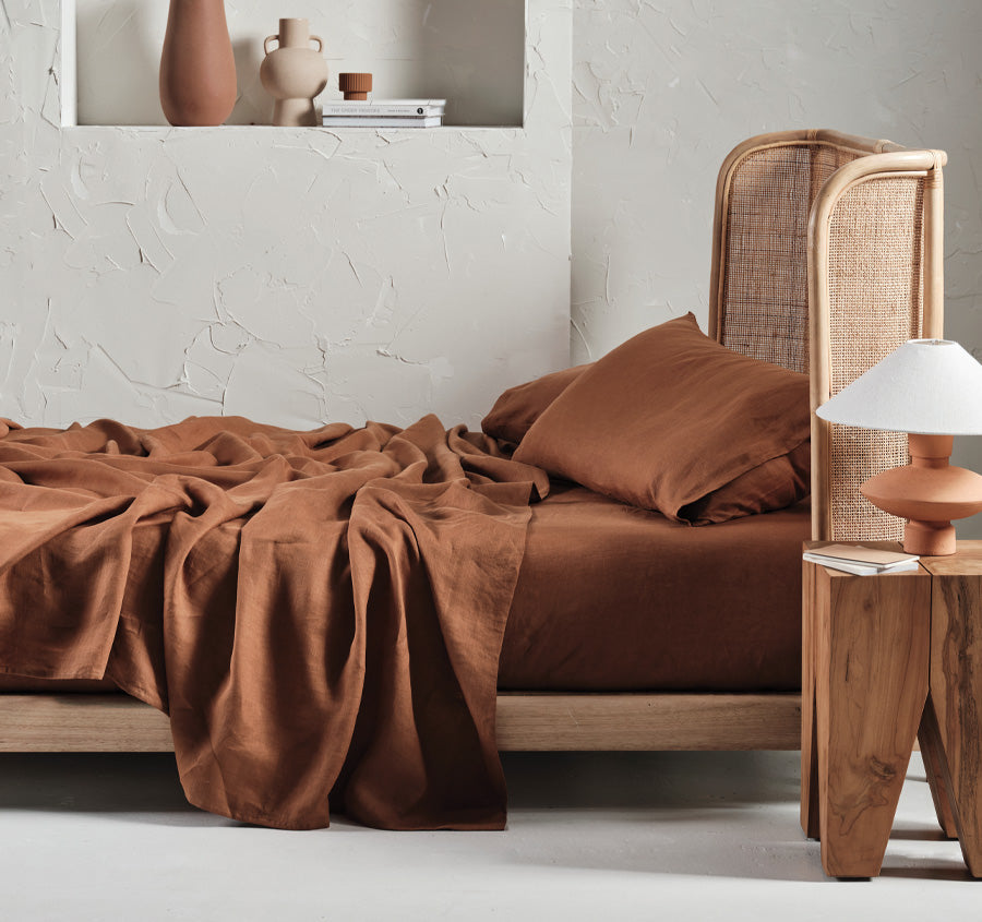 Nimes Linen Sheet Set Range Cinnamon