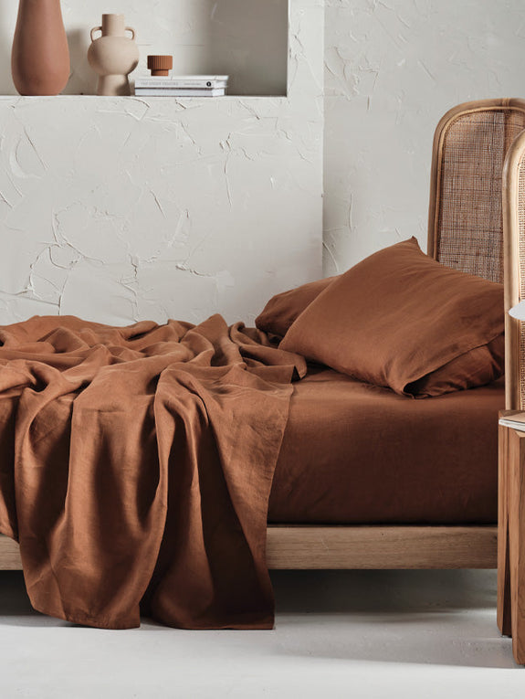 Nimes Linen Sheet Set Range Cinnamon