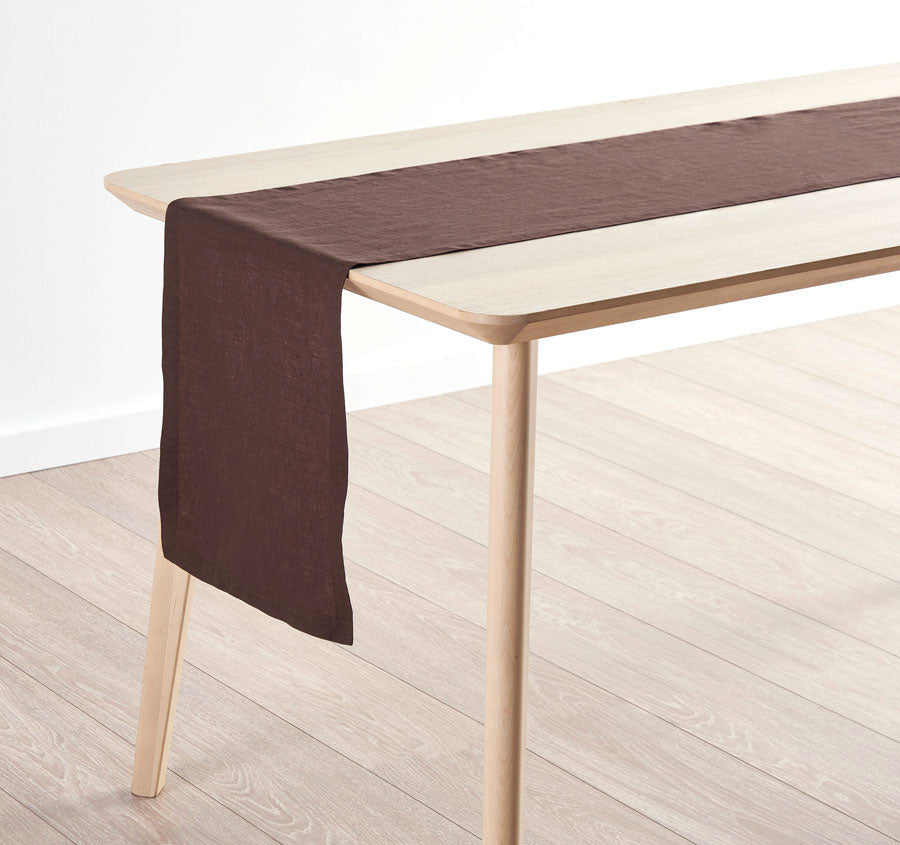 Nimes Linen 35x180cm Table Runner Espresso