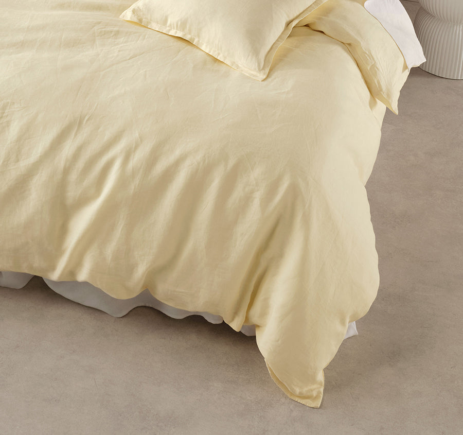 Nimes Linen Quilt Cover Set Range Lemon