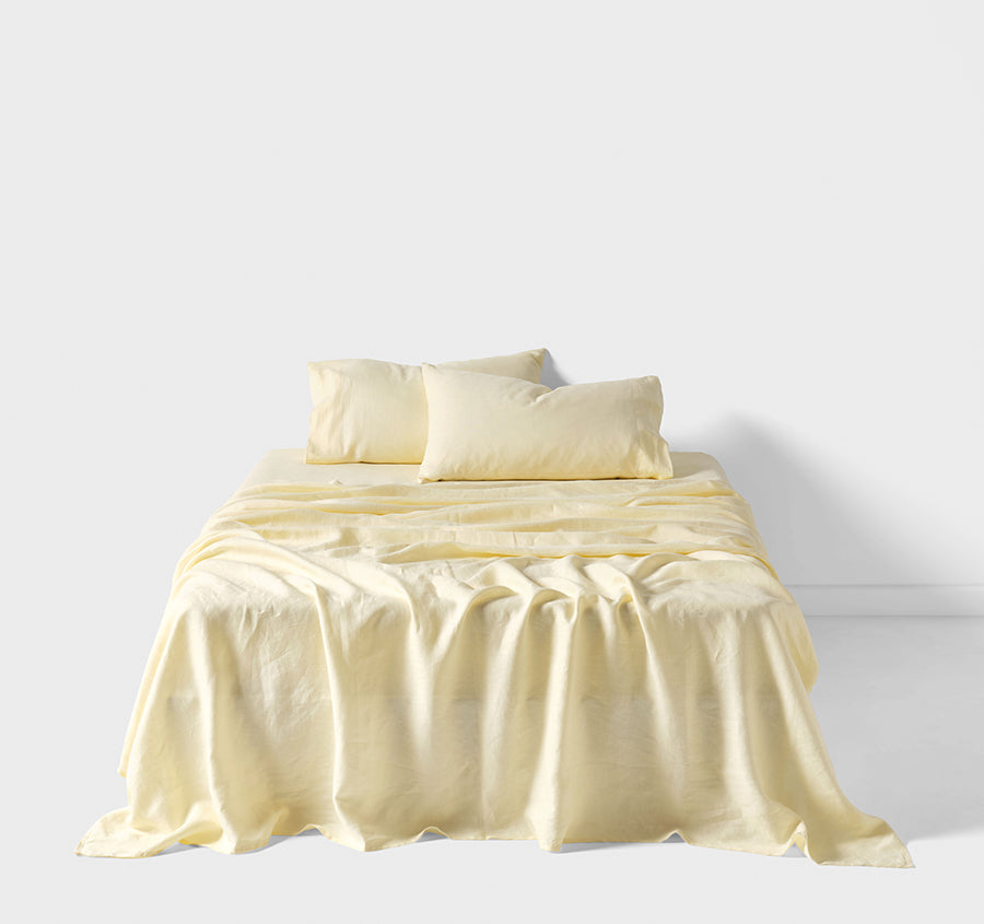Nimes Linen Mega Sheet Set Range Lemon