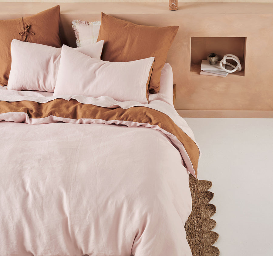 Nimes Duet Quilt Cover Set Range Rose and Cinnamon