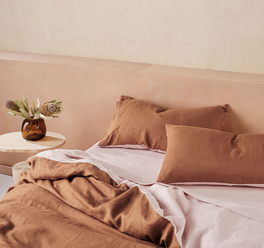 Nimes Duet Quilt Cover Set Range Rose and Cinnamon