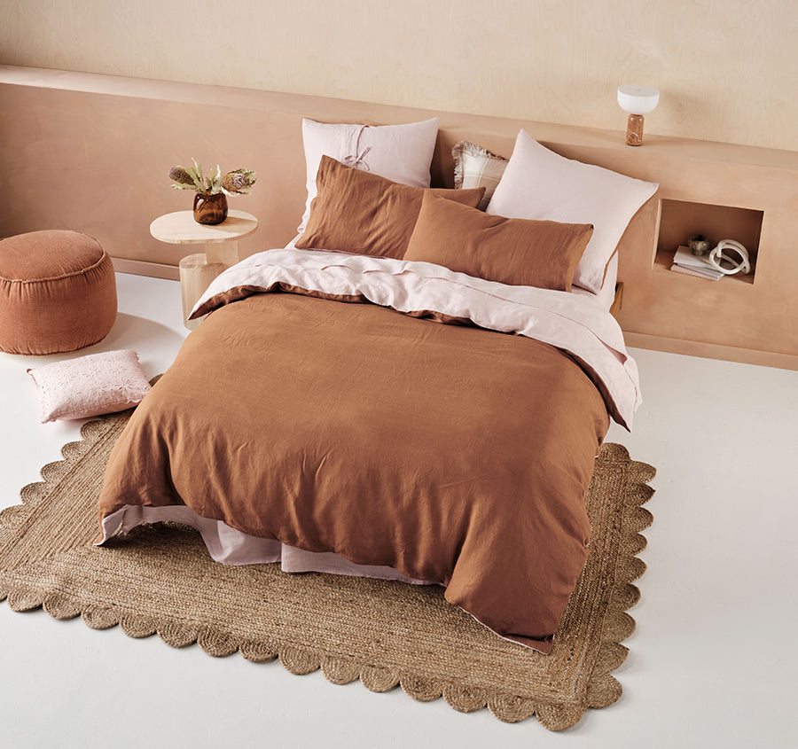 Nimes Duet Quilt Cover Set Range Rose and Cinnamon