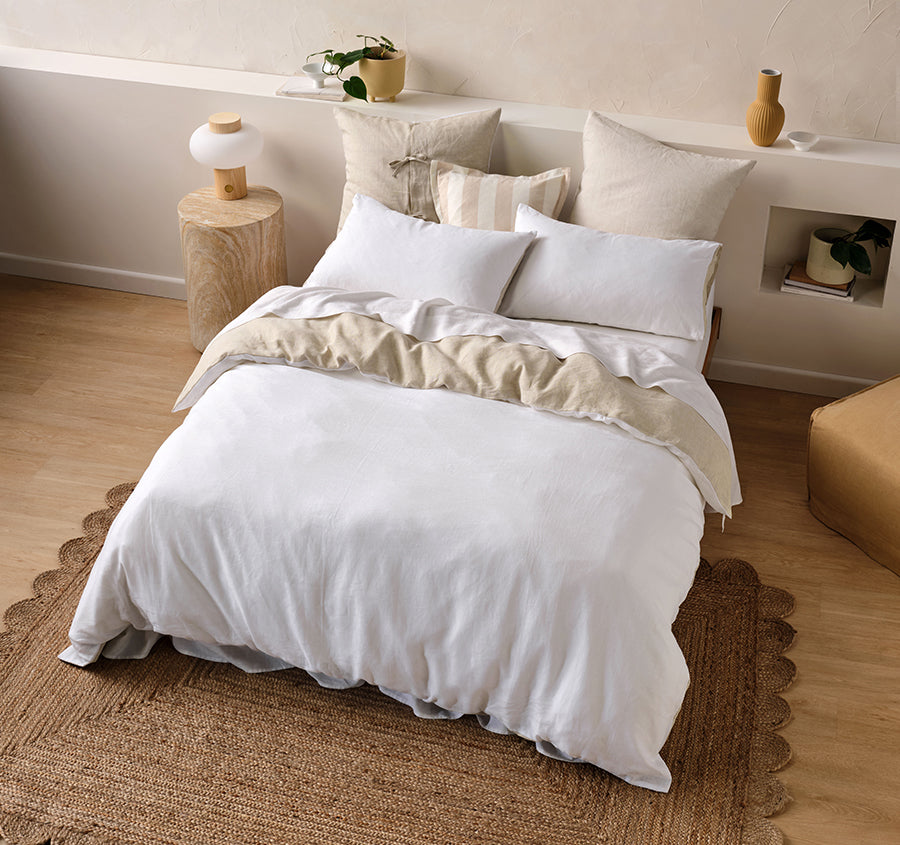Nimes Duet Quilt Cover Set Range White and Natural