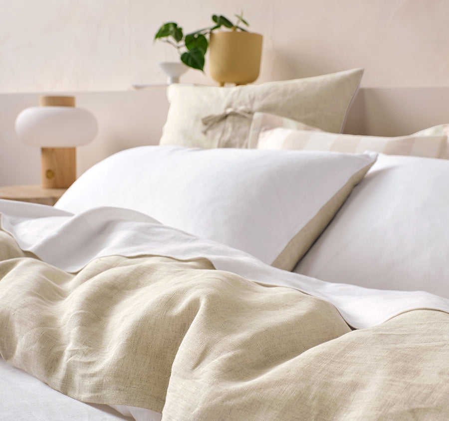 Nimes Duet Quilt Cover Set Range White and Natural