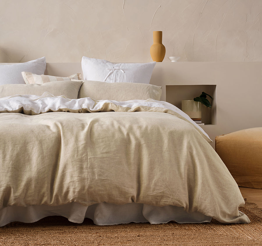Nimes Duet Quilt Cover Set Range White and Natural