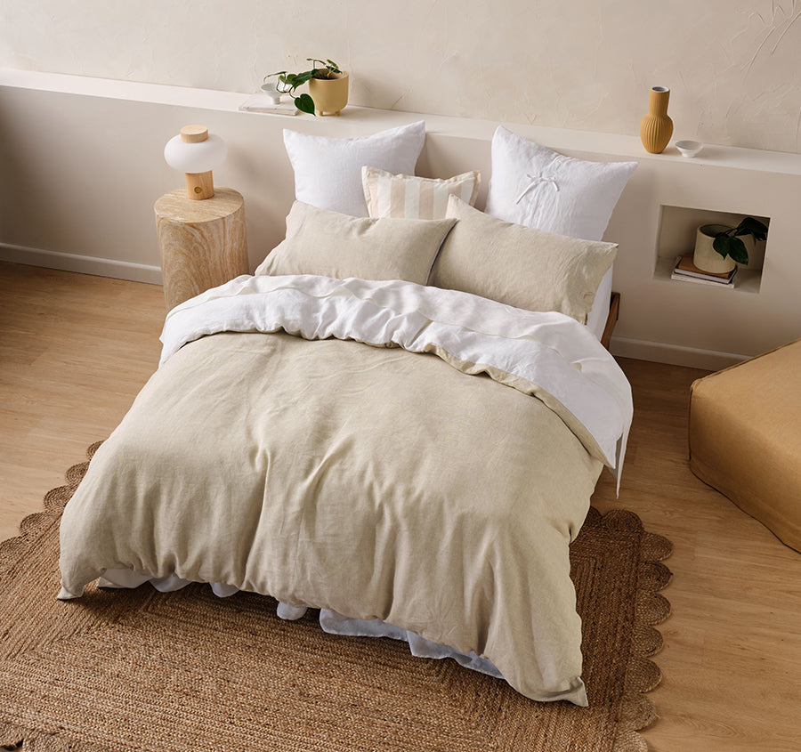 Nimes Duet Quilt Cover Set Range White and Natural