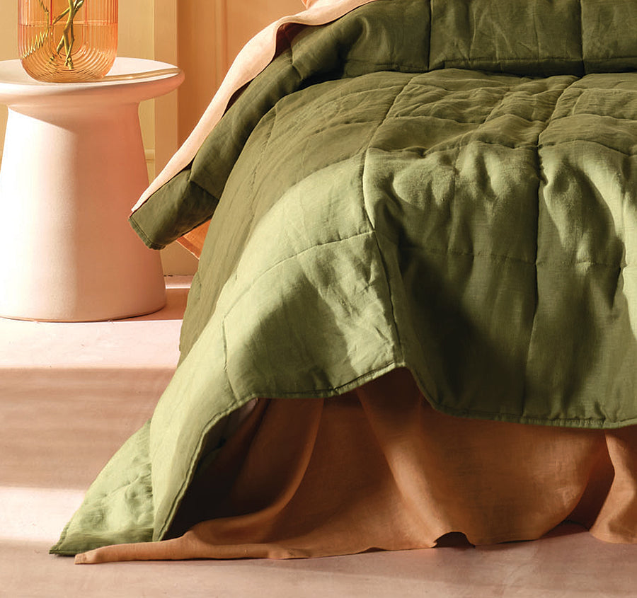 Nimes Linen Coverlet Moss