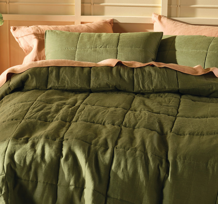 Nimes Linen Coverlet Moss