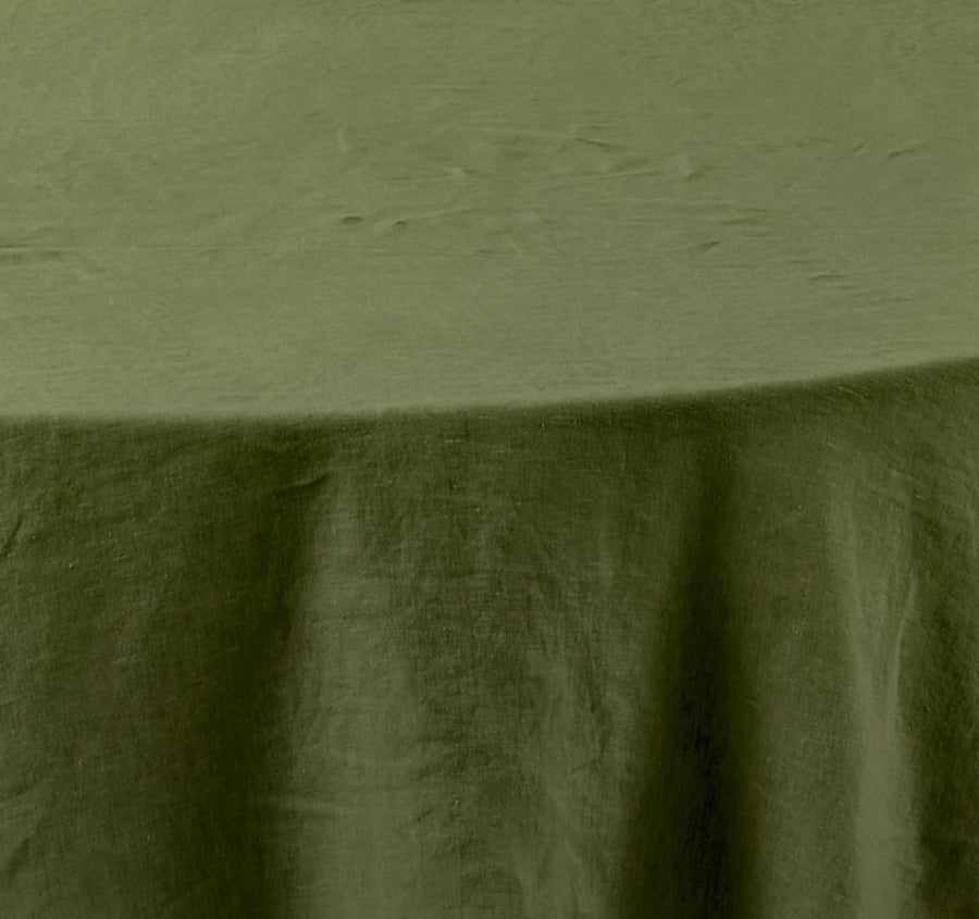 Nimes Linen Round Tablecloth Moss