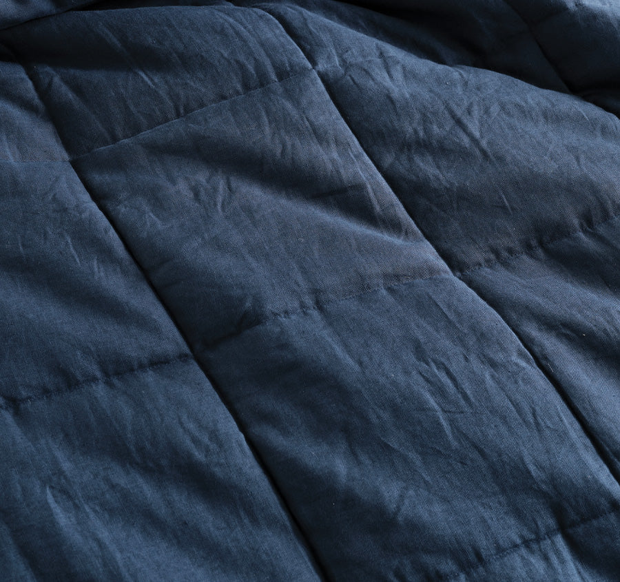 Nimes Linen Coverlet Navy