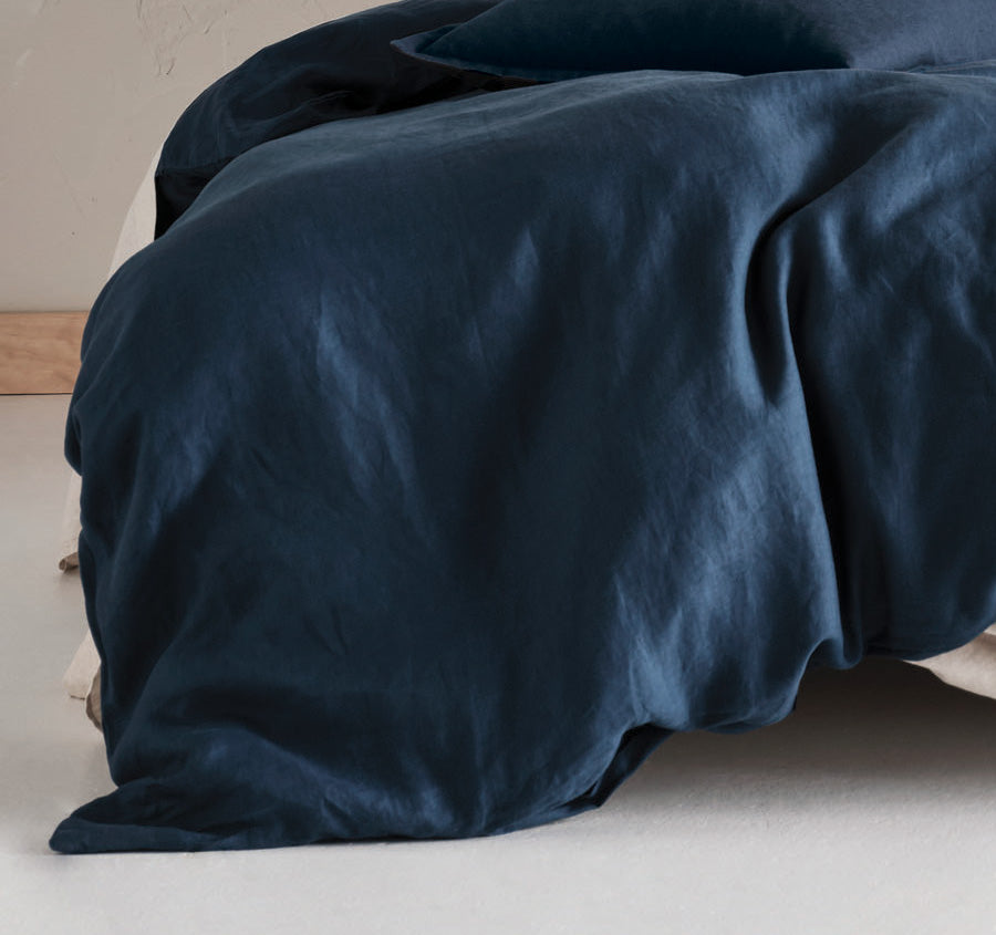 Nimes Linen Quilt Cover Set Range Navy
