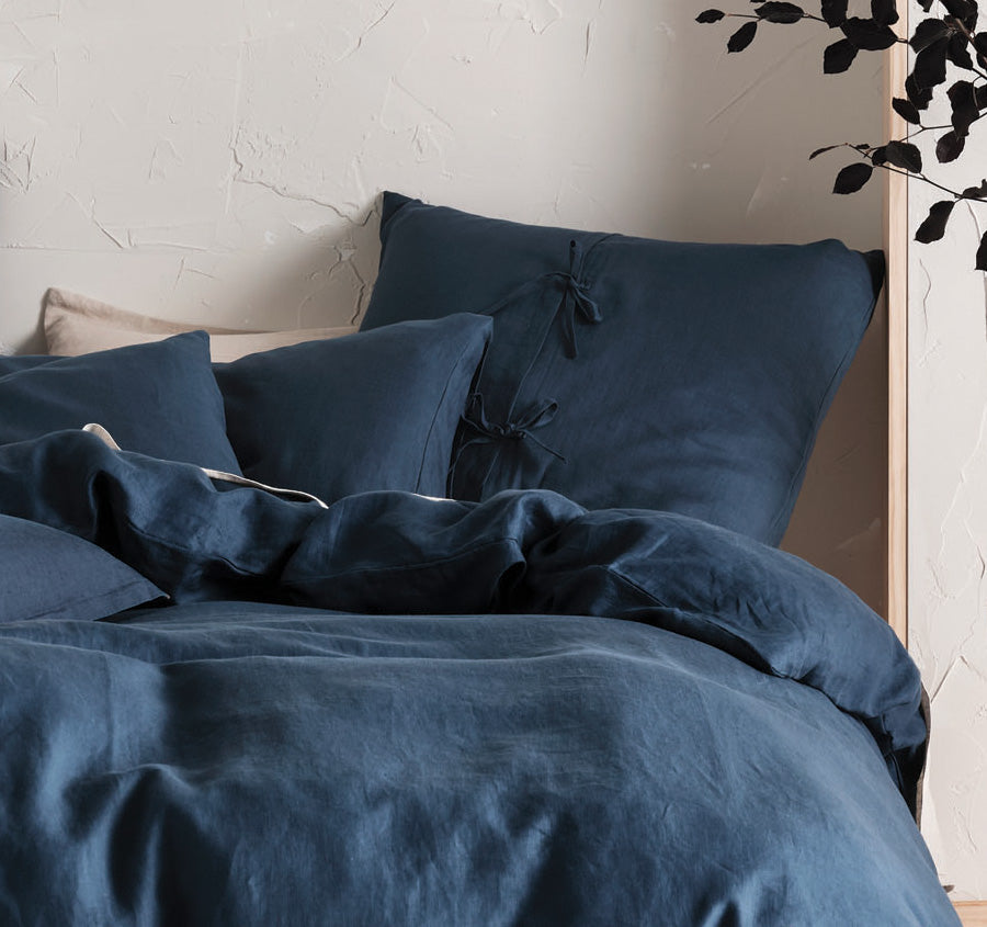 Nimes Linen Quilt Cover Set Range Navy