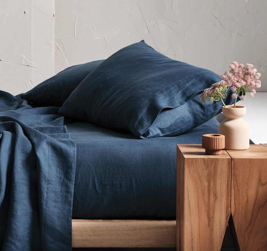 Nimes Linen Sheet Set Range Navy