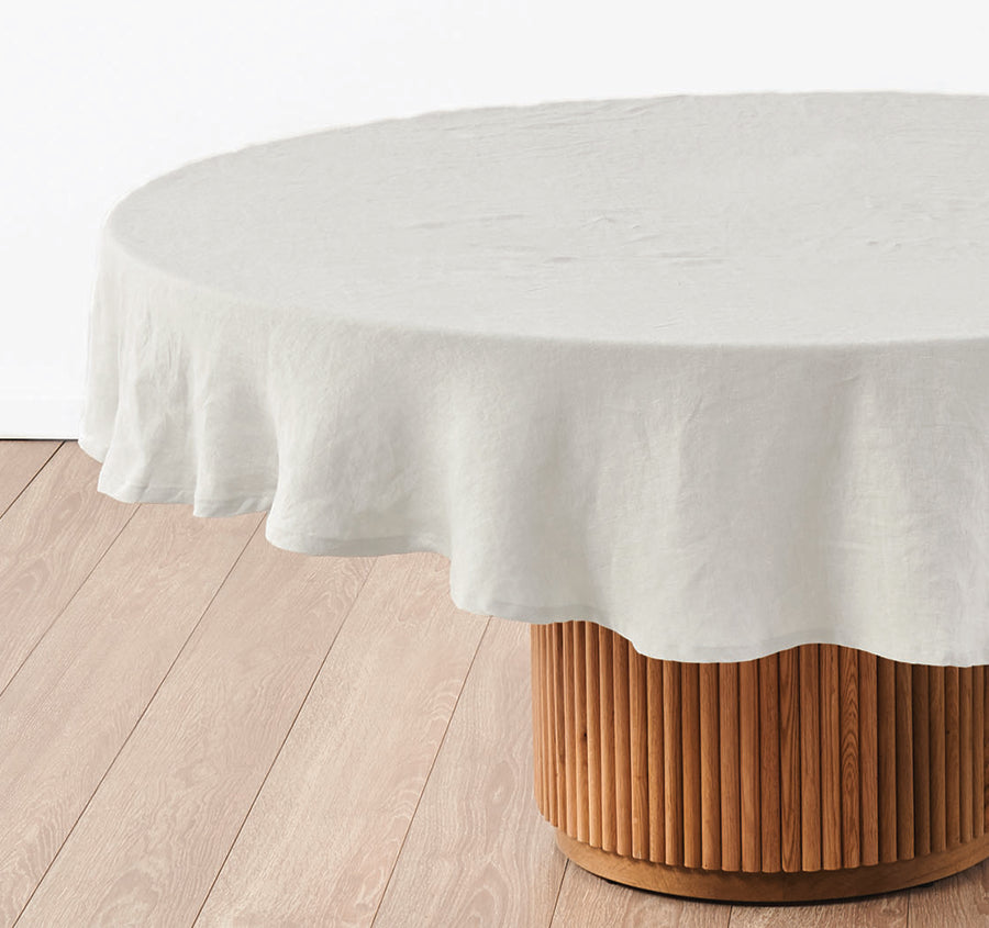Nimes Linen Round Tablecloth Pale Grey