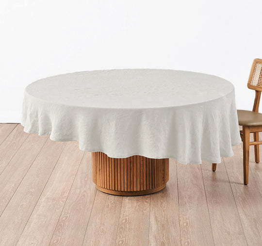 Nimes Linen Round Tablecloth Pale Grey