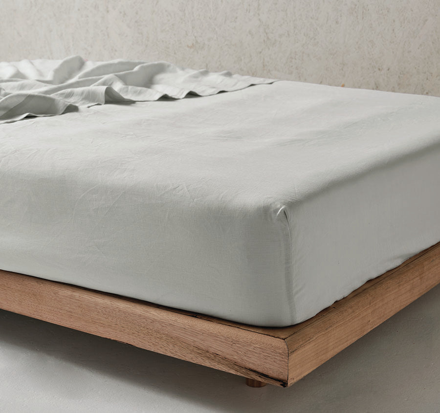 Nimes Linen Mega Fitted Sheet Range Pale Grey