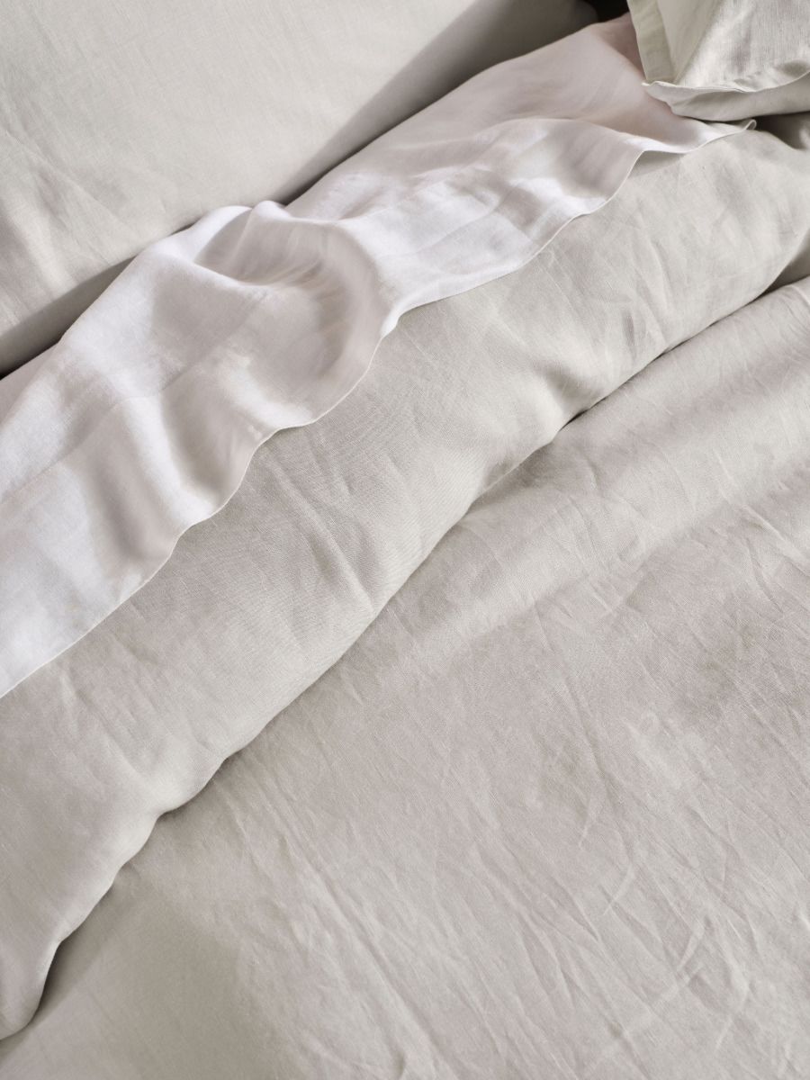 Nimes Linen Quilt Cover Set Range Pale Grey