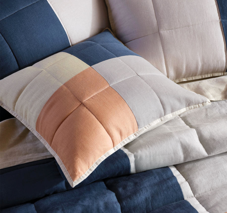 Nimes Patchwork 48x48cm Filled Cushion Navy