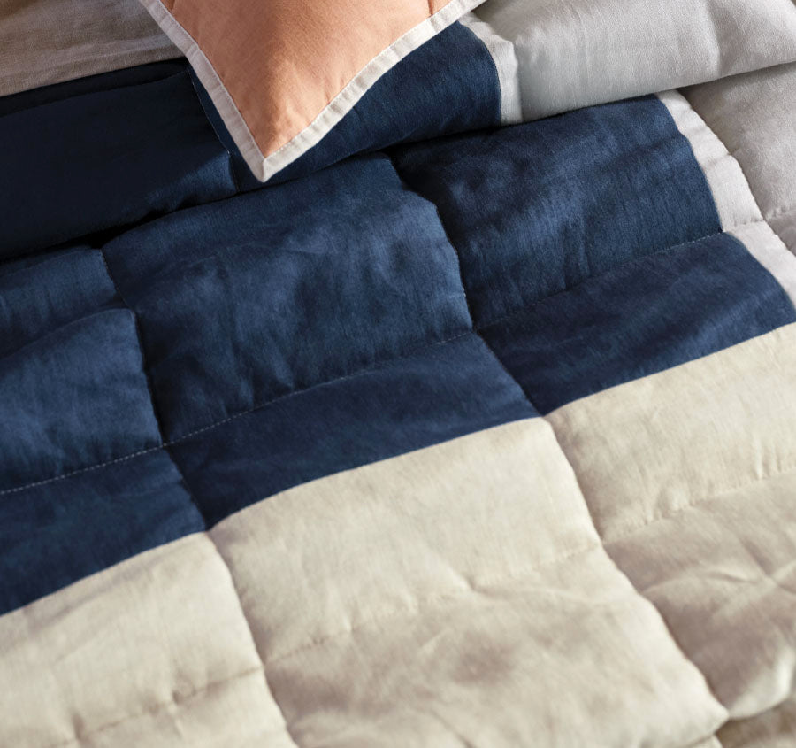 Nimes Patchwork Coverlet Navy