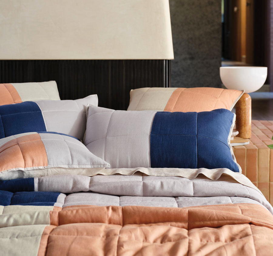 Nimes Patchwork Coverlet Navy