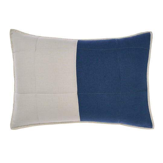 Nimes Patchwork Standard Pillow Sham Pair Navy
