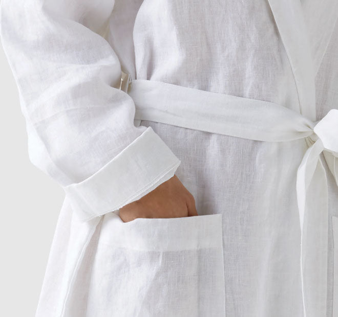 Nimes Linen One Size Bathrobe White