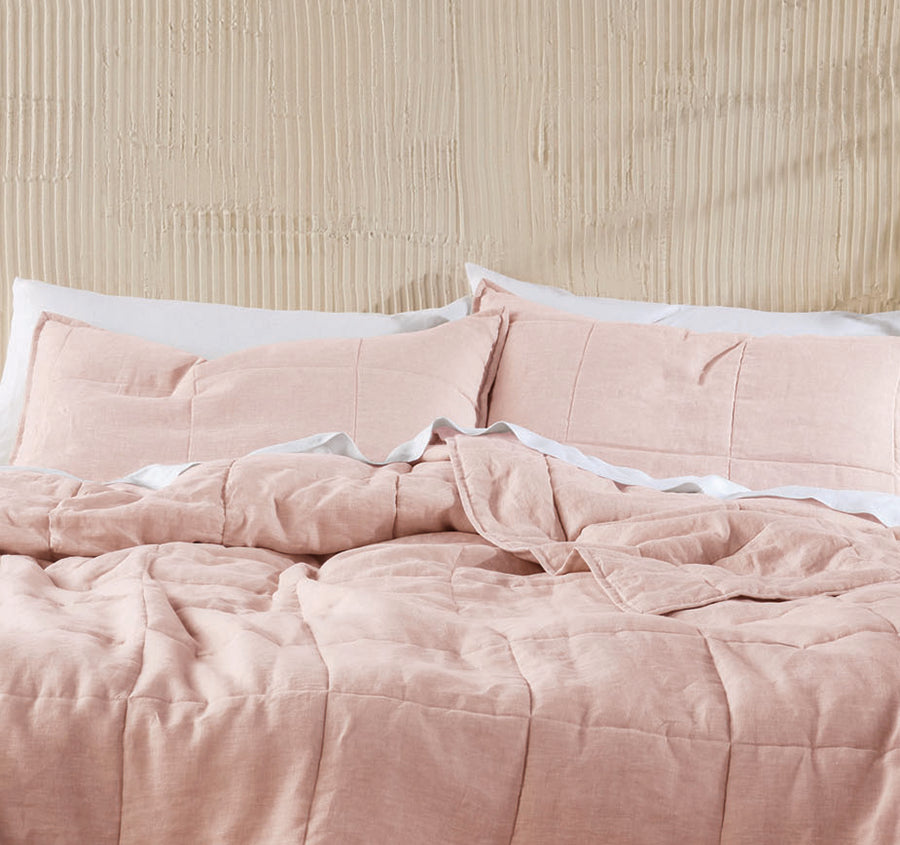 Nimes Linen Coverlet Rose Pink