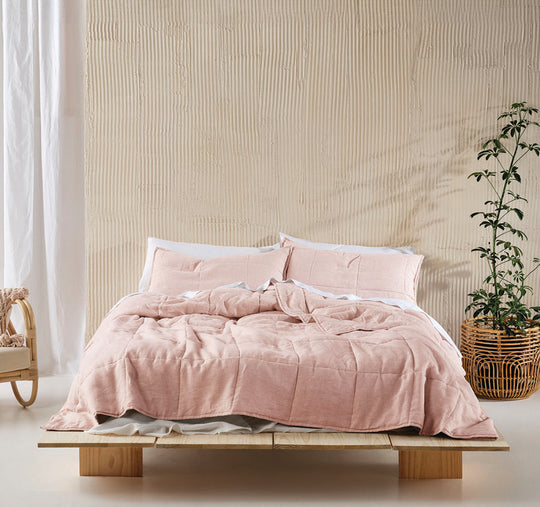 Nimes Linen Coverlet Rose Pink
