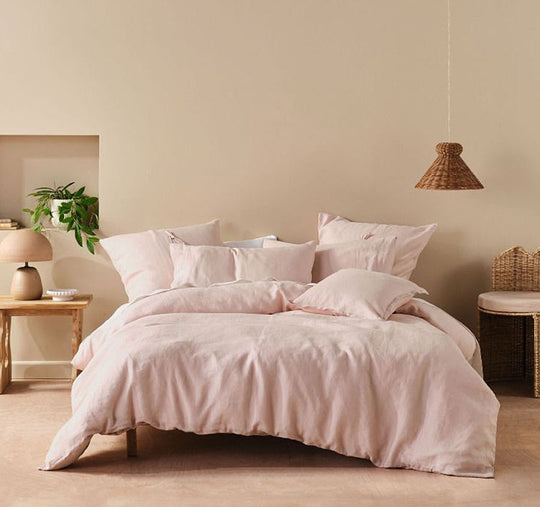 Nimes Linen Quilt Cover Set Range Rose Pink