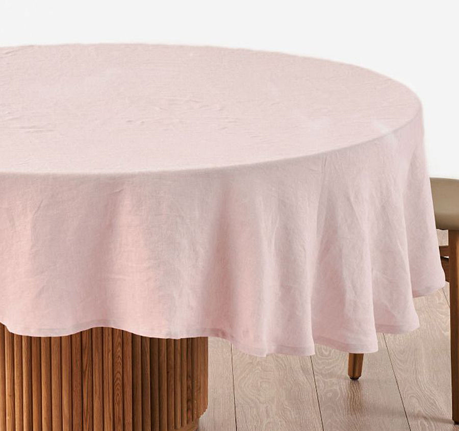 Nimes Linen Round Tablecloth Rose Pink