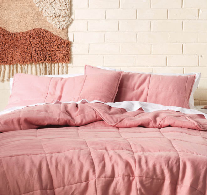 Nimes Linen Queen to King Coverlet Rosette