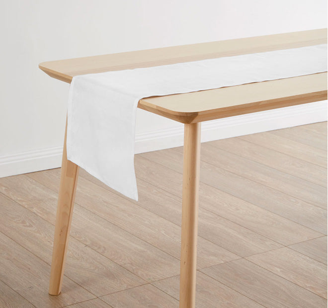 Nimes Linen 35x180cm Table Runner White